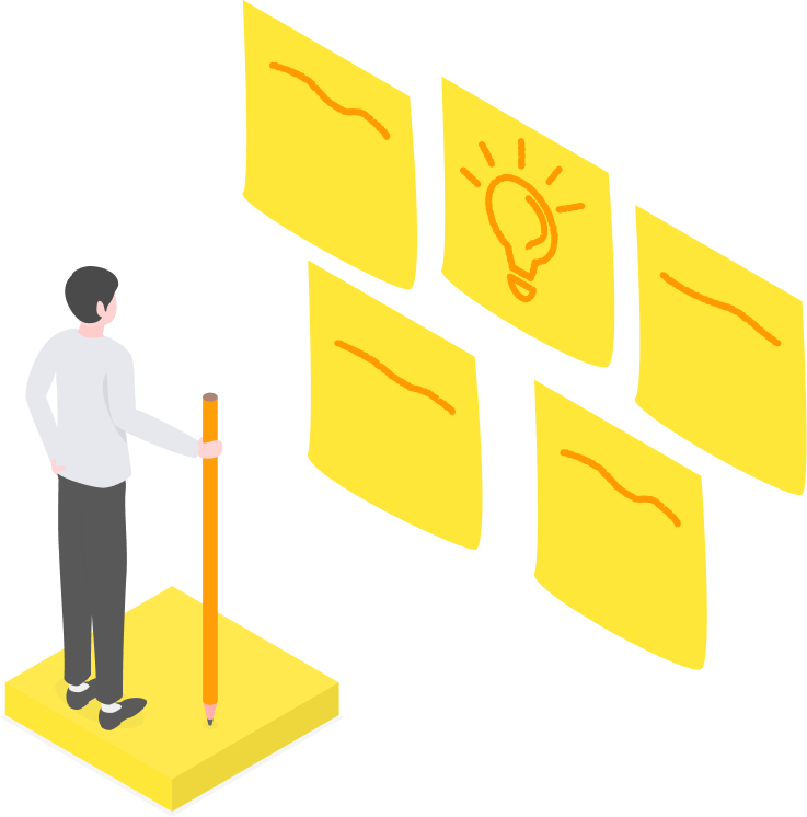 付箋にメモ書きをして眺めている男性